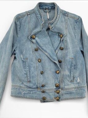 Free People Ferry Military Denim Jacket
